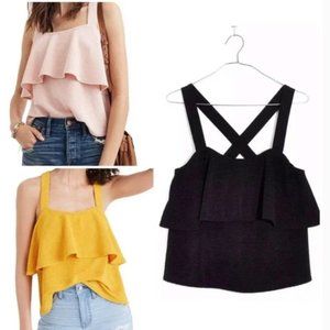 Madewell Texture & Thread Tiered Tank Top Black - M